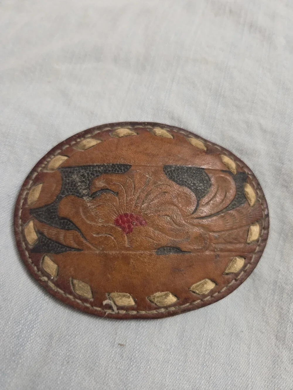 3 Vintage 1970s Leather Belt Buckles